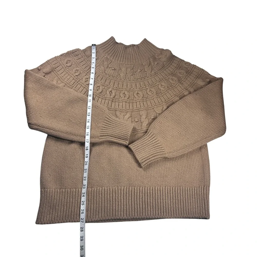 Banana Republic Mens XL Tan‎ Cable Knit Fair Isle Mock Neck Cotton Wool Sweater